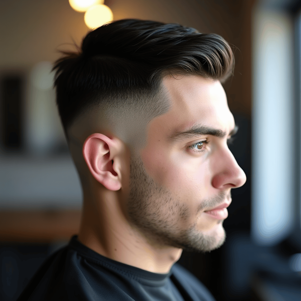 Crew Cut With Hard Part Detail