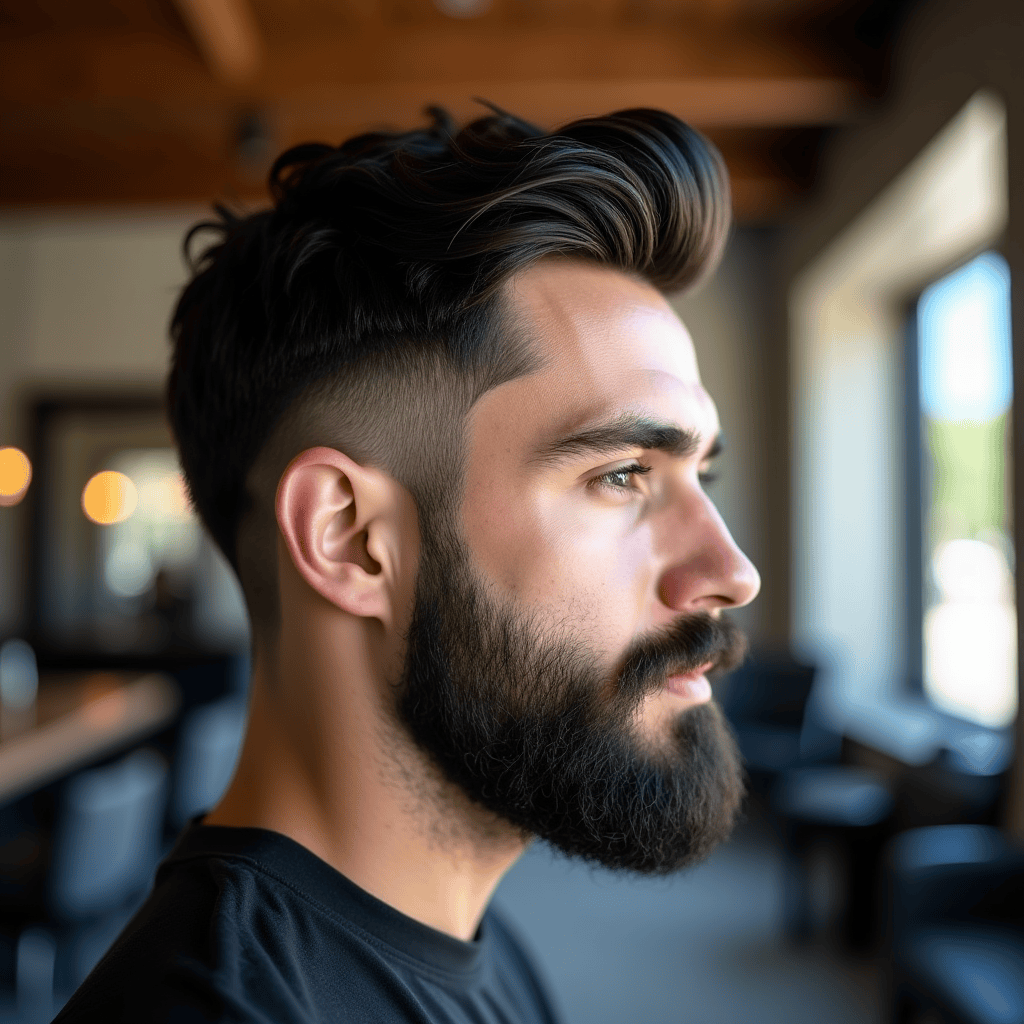 Textured Side Part with Beard