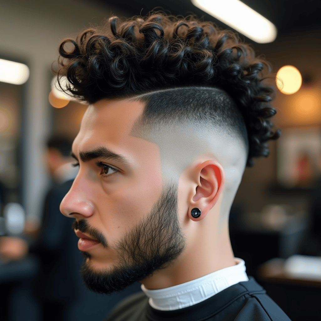 Curly Faux Hawk With Burst Fade