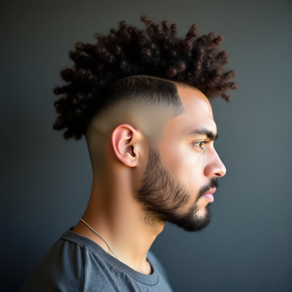 Curly Drop-Fade Faux Hawk