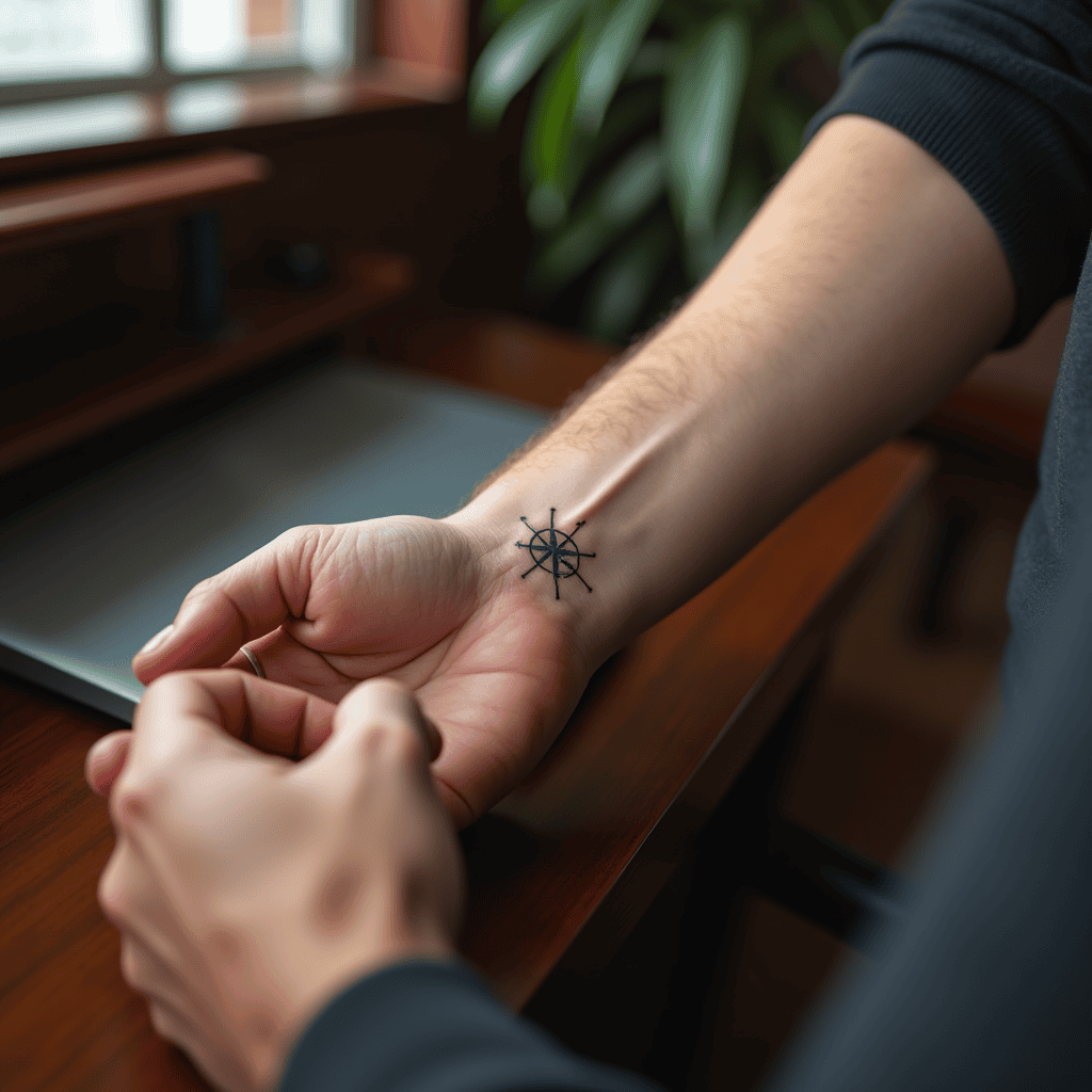 Tiny Compass Tattoo