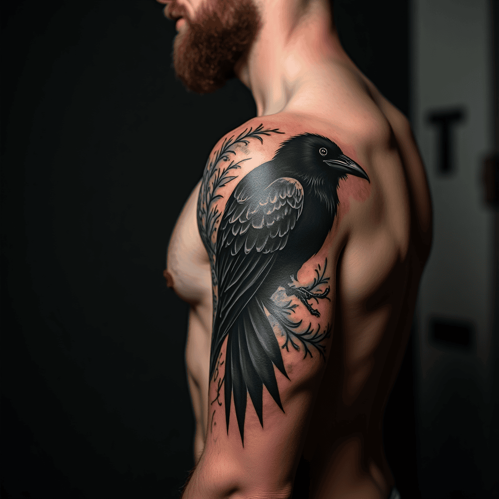 Blackwork Raven Cover-Up