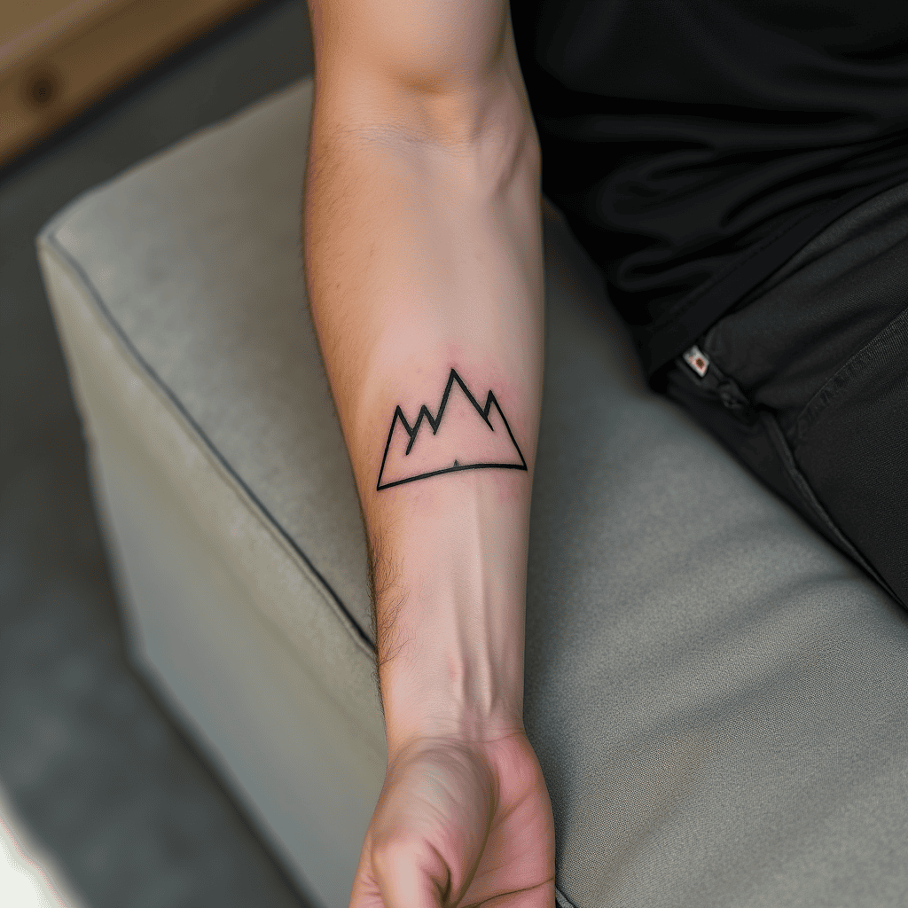 Minimal Mountain Outline Tattoo