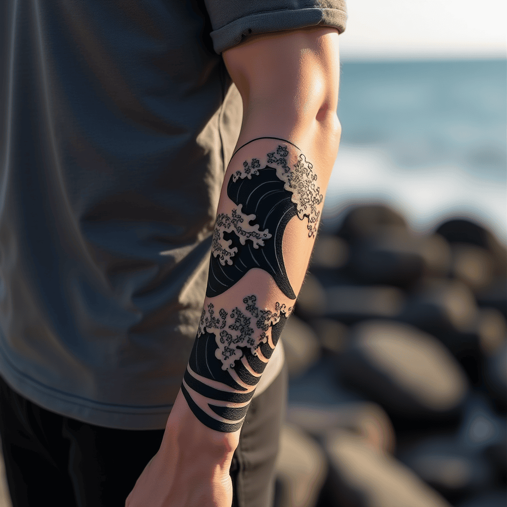 Ocean Wave Forearm Tattoo