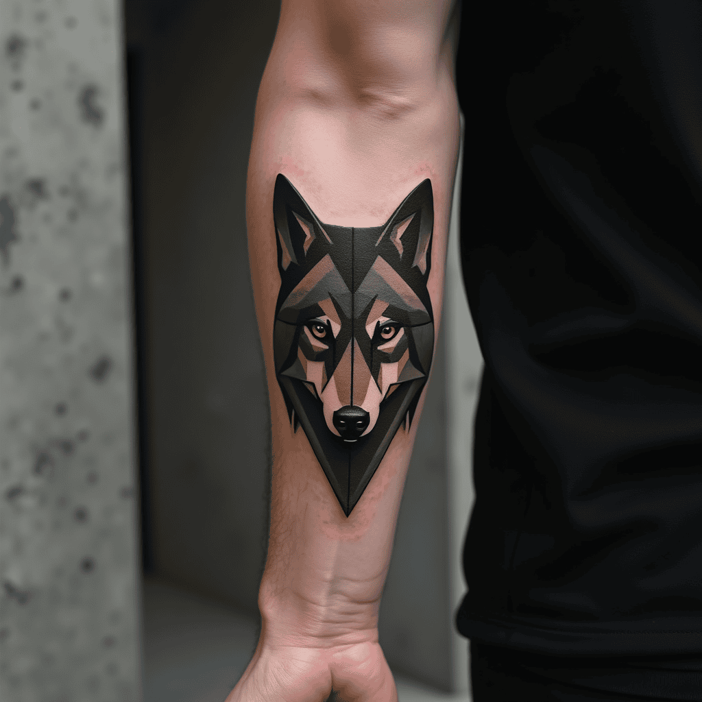 Geometric Wolf Tattoo