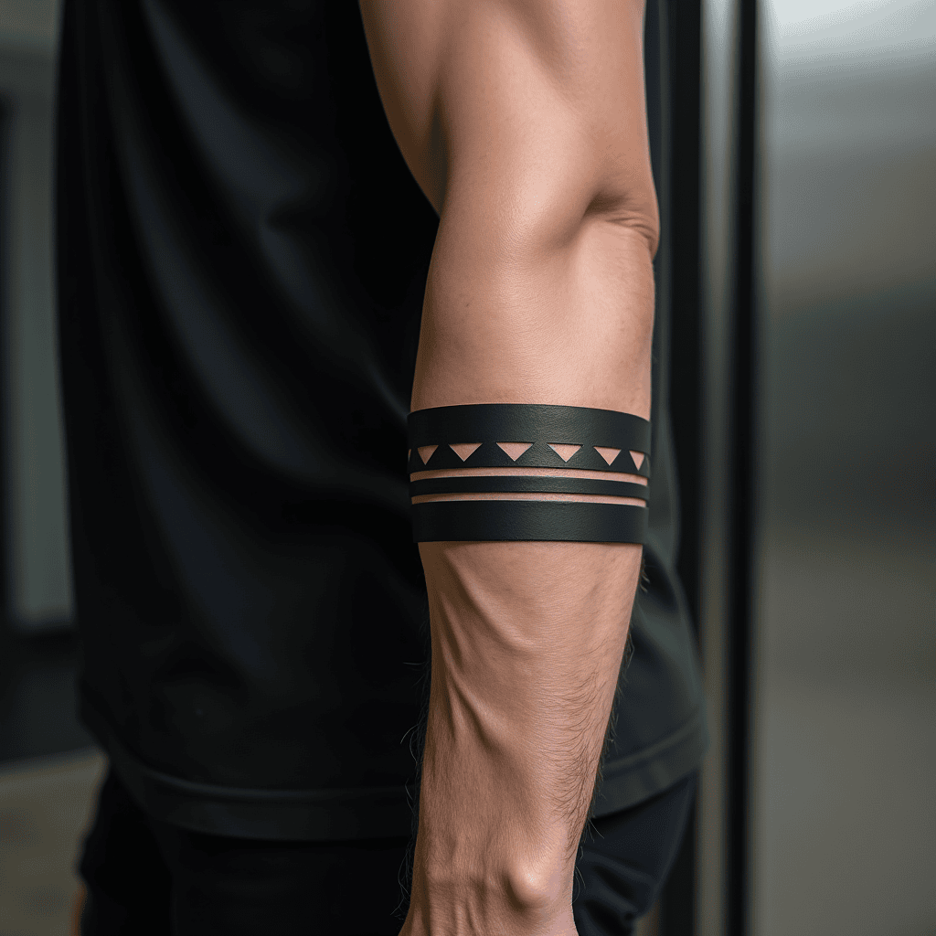 Negative-Space Armband Tattoo
