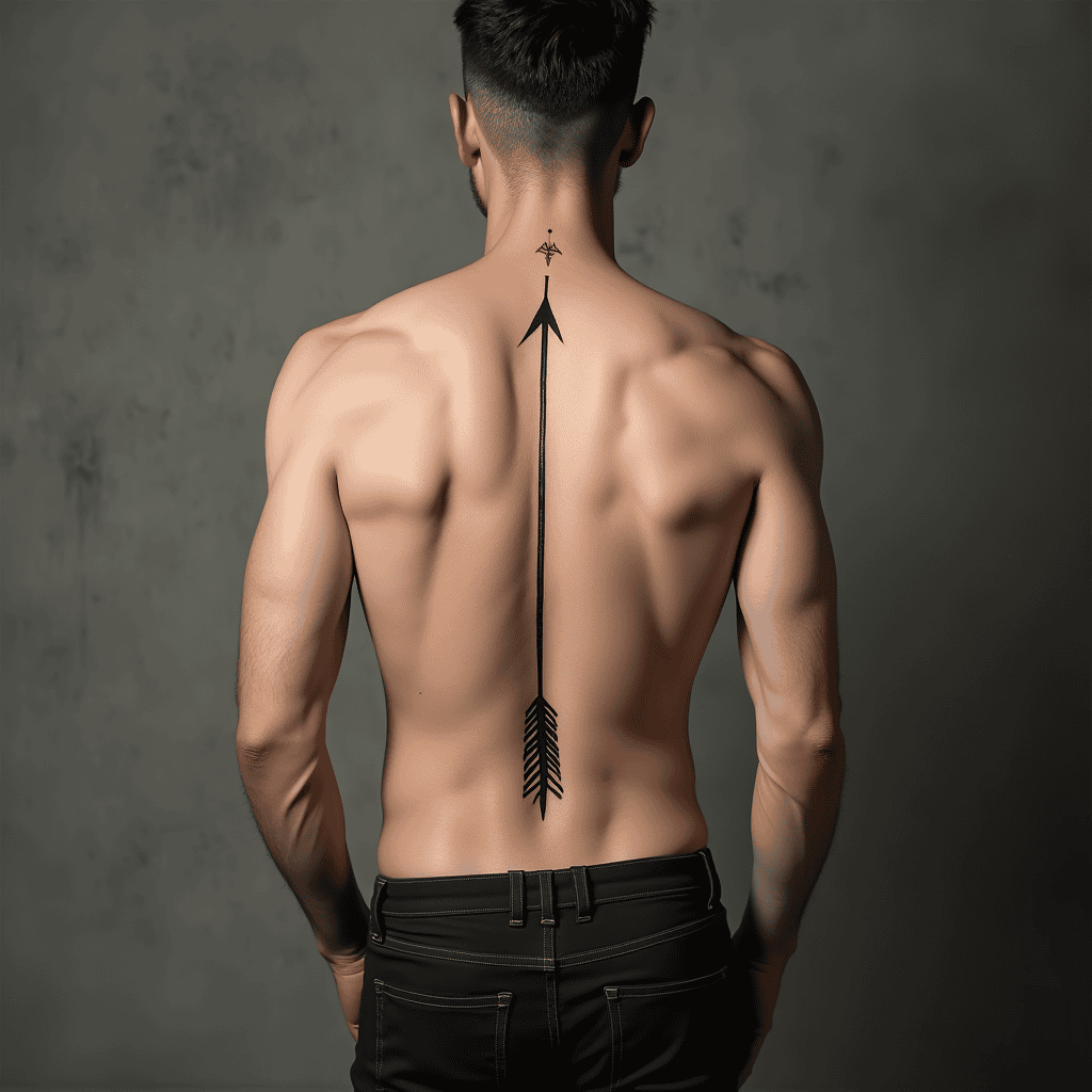Minimal Arrow Spine Tattoo