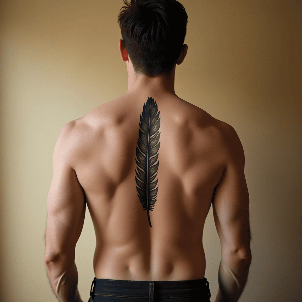 Eagle Feather Spine Tattoo