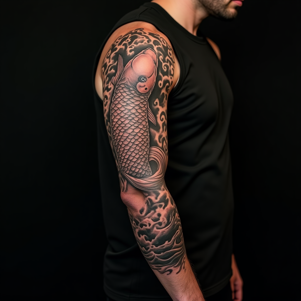 Japanese Koi Forearm Tattoo