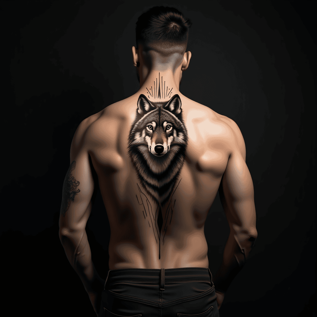 Wolf Totem Spine Tattoo