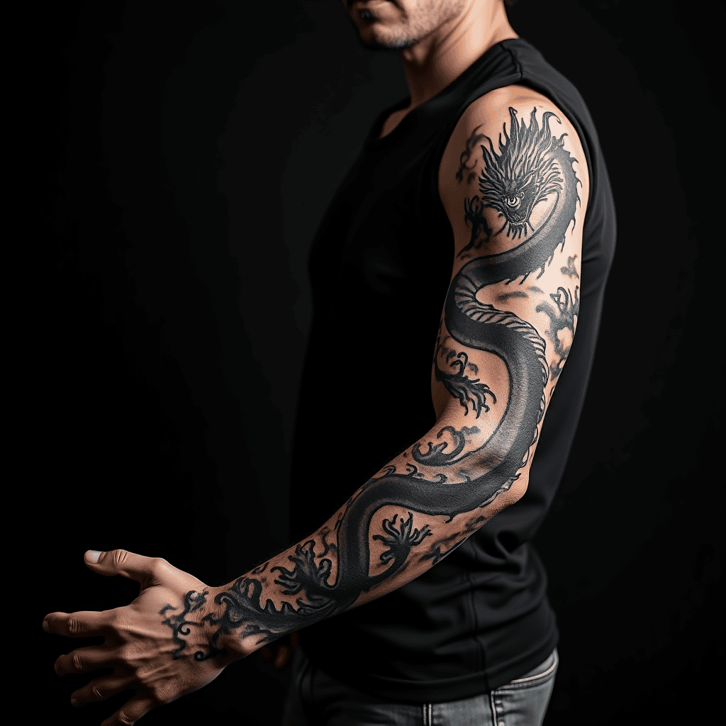 Dragon Wraparound Forearm Tattoo