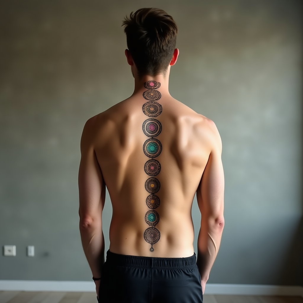 Compass and Directional Spine Tattoo