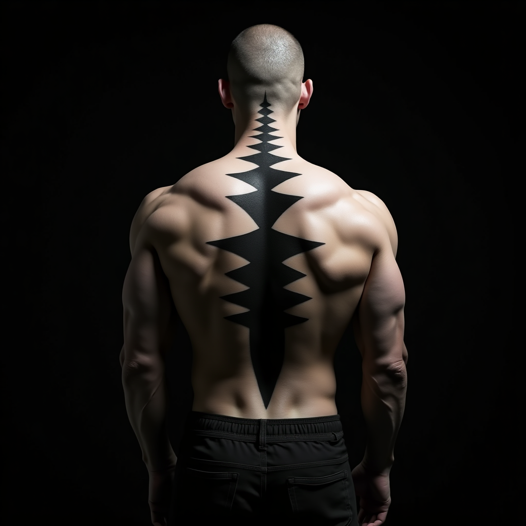Blackwork Totem Spine Tattoo