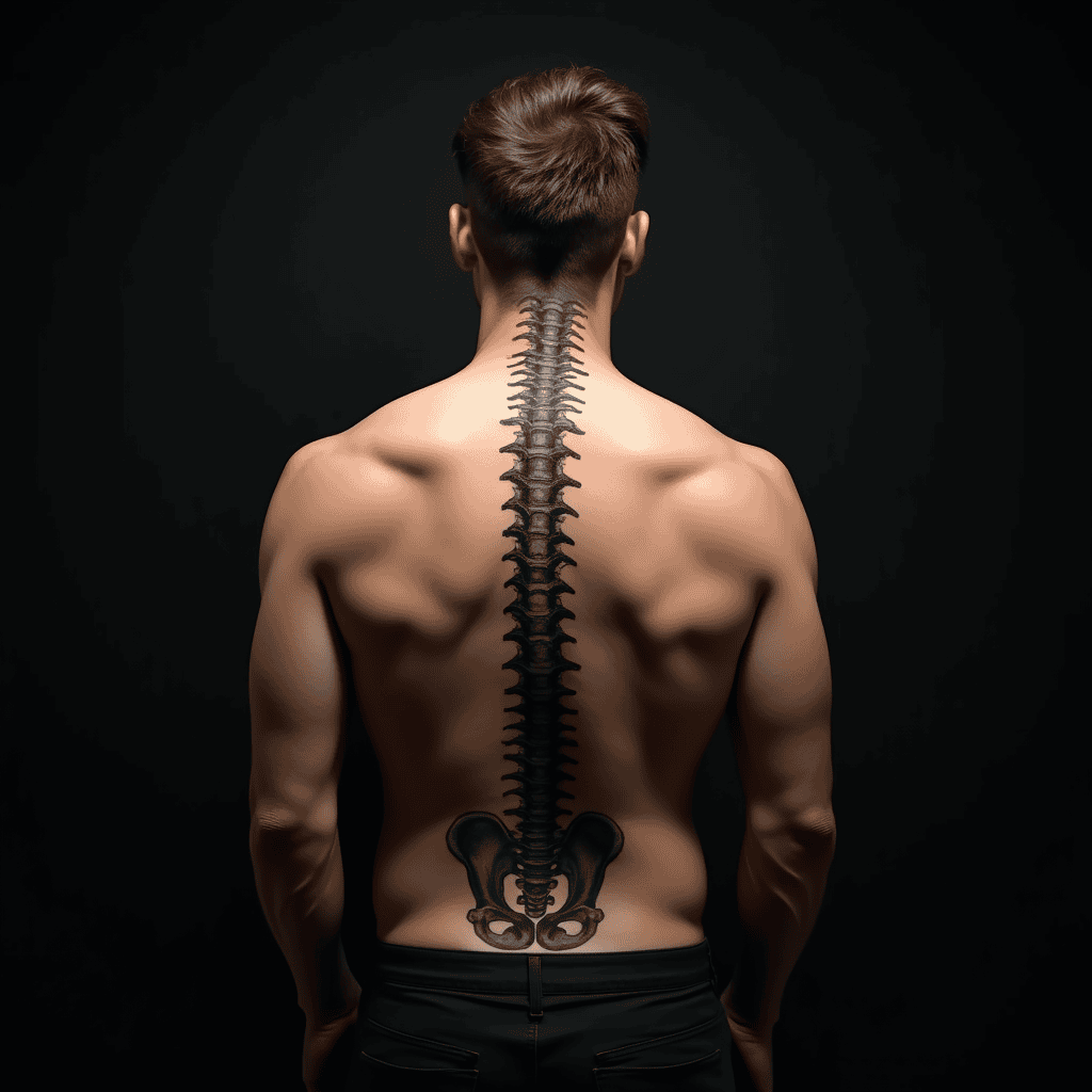 Spine Bone Illusion Tattoo