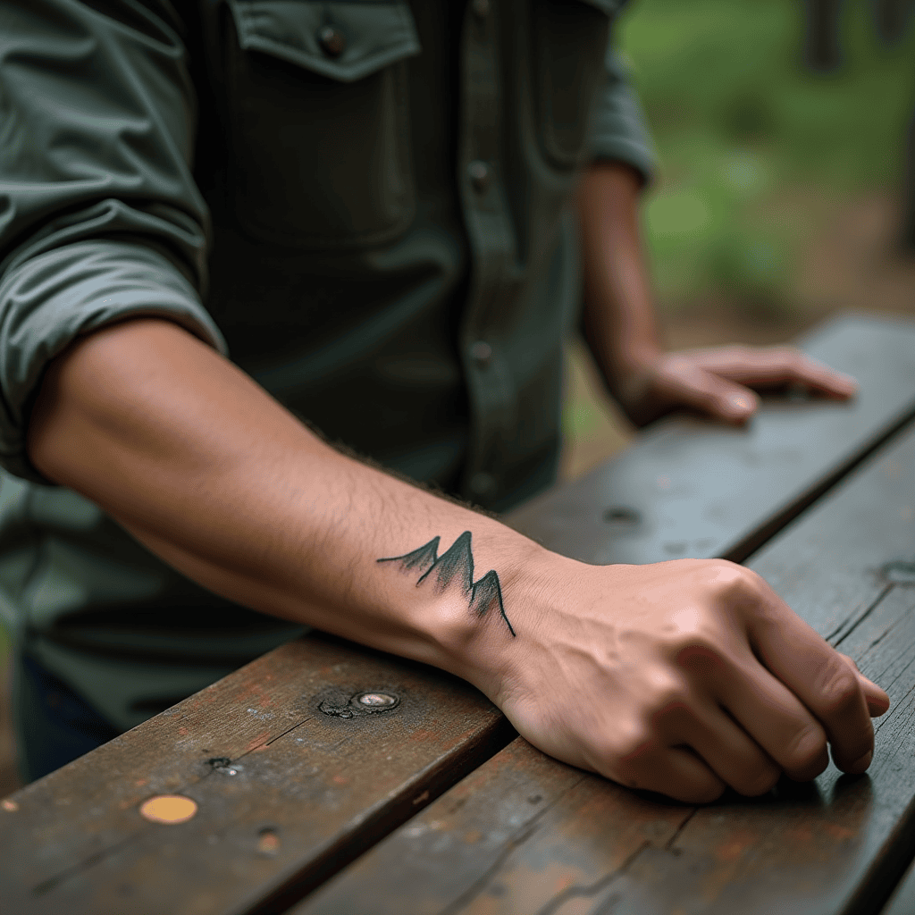 Single-Line Mountain Tattoo
