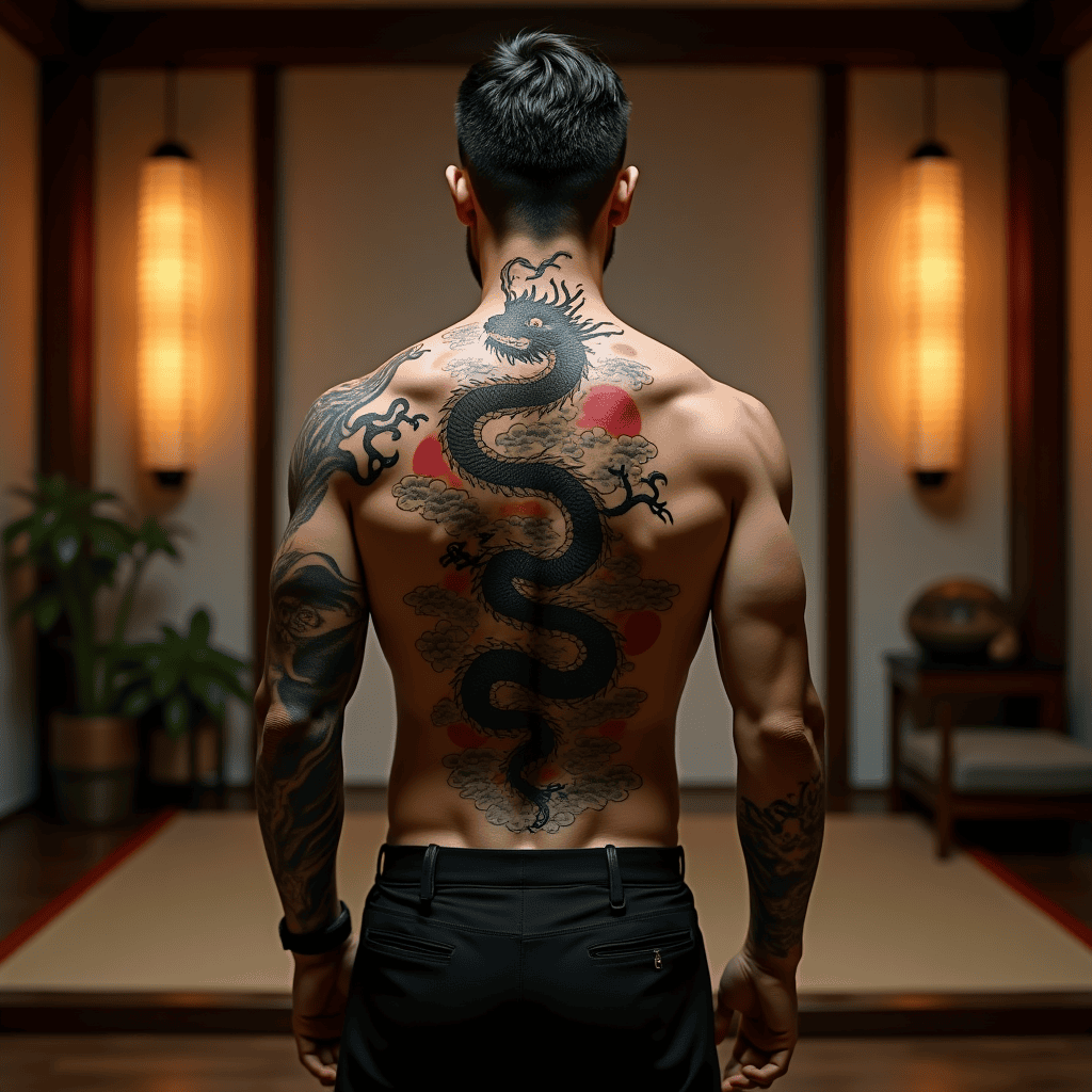 Japanese Dragon Spine Tattoo