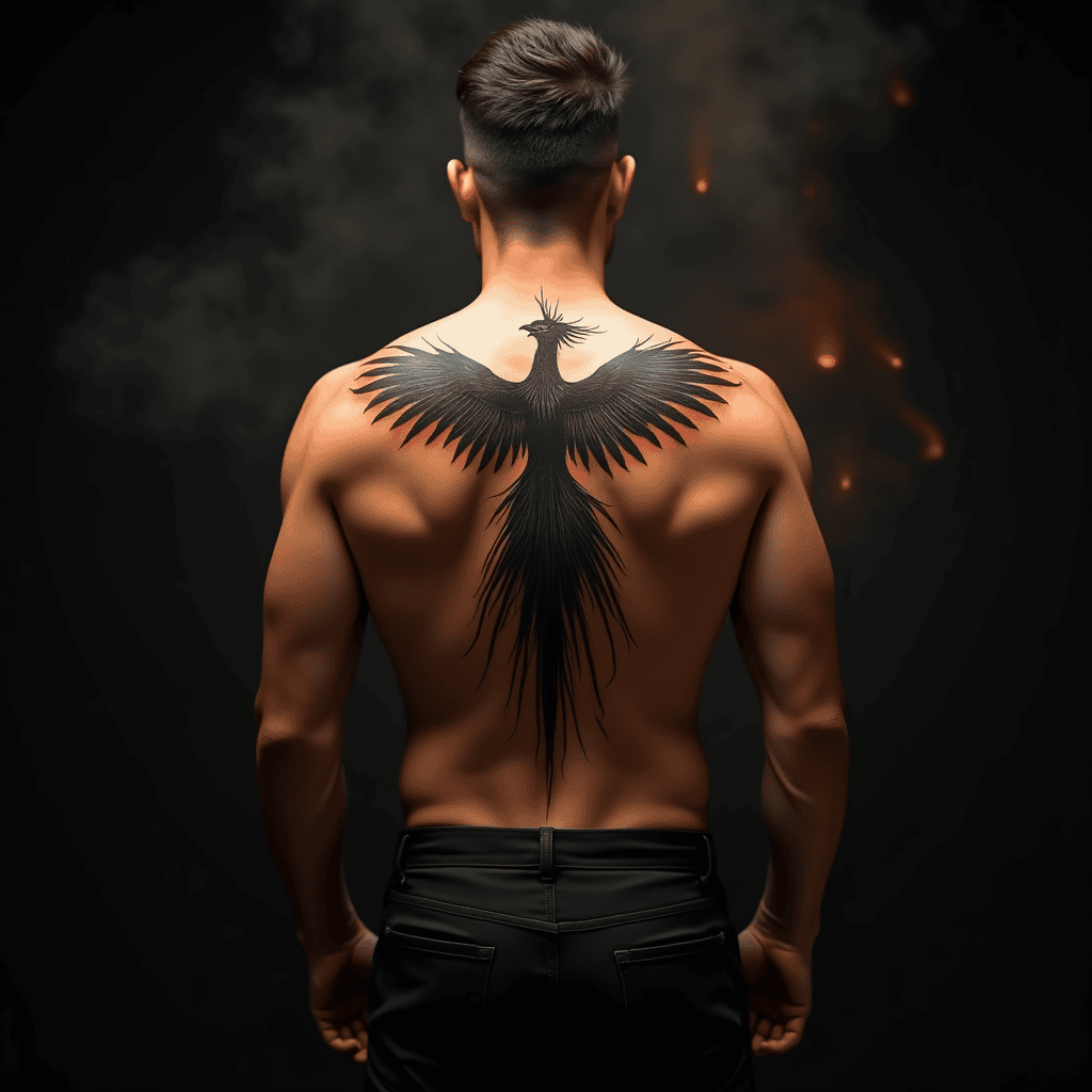 Vertical Phoenix Tattoo