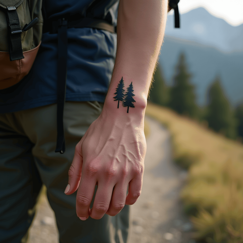 Pine Tree Silhouette Tattoo