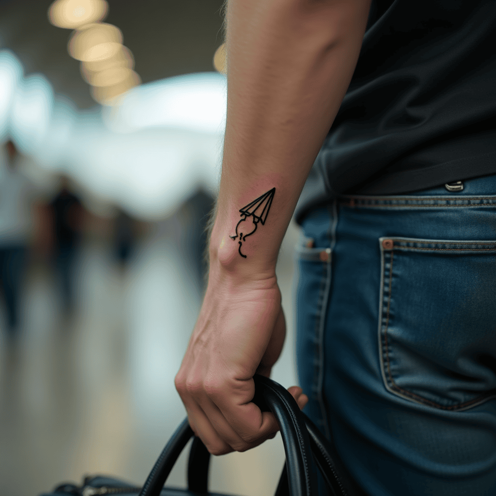 Tiny Paper Airplane Tattoo