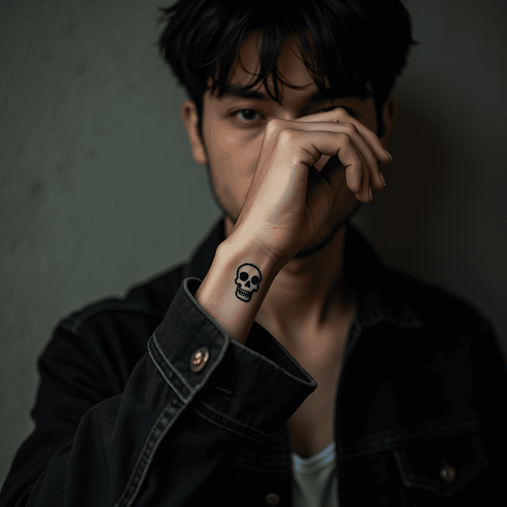 Small Minimal Skull Tattoo