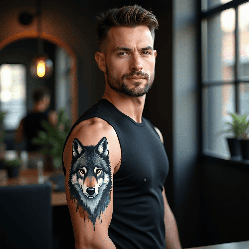 Watercolor Wolf Tattoo