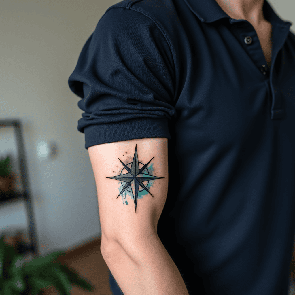  Watercolor Compass Tattoo