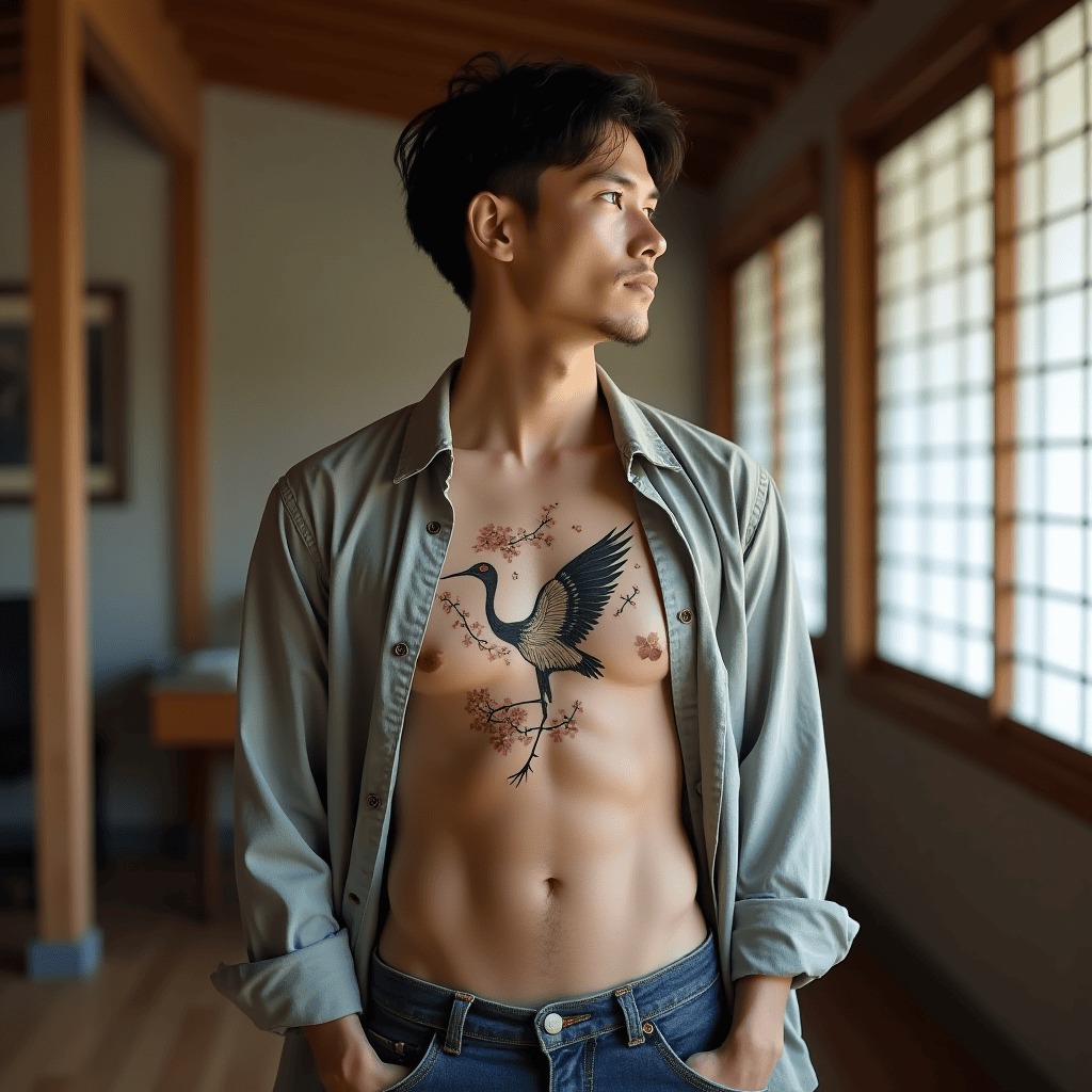 Japanese Crane Tattoo