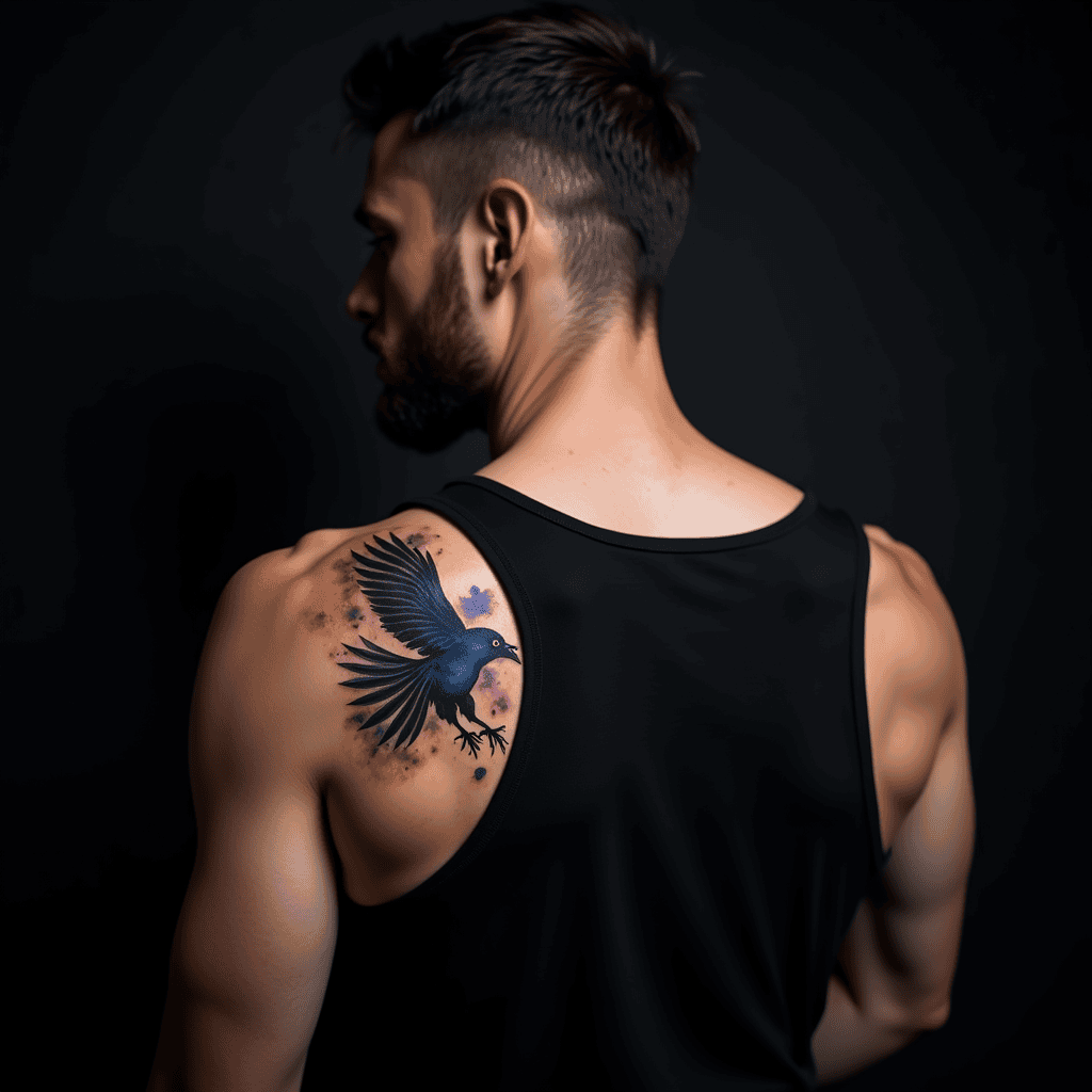 Watercolor Raven Tattoo