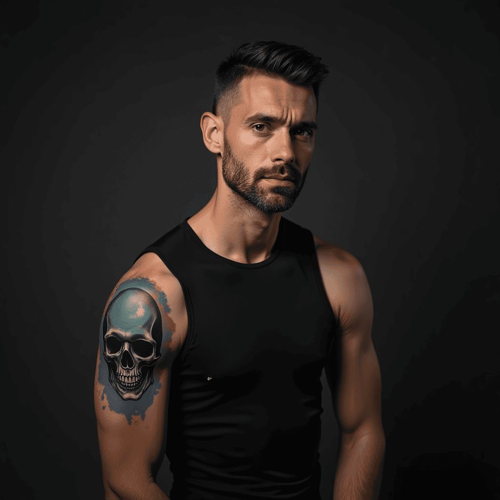 Watercolor Skull Tattoo