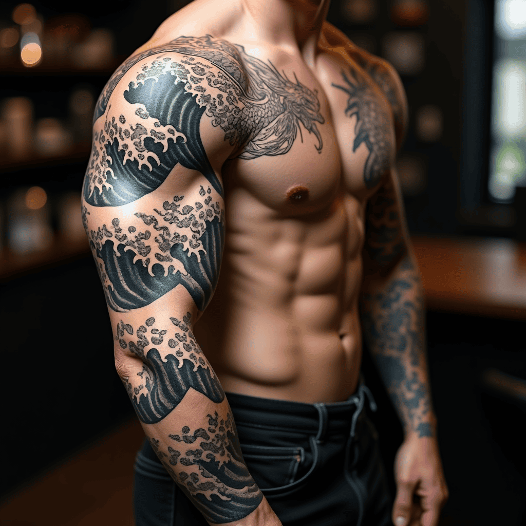 Dragon and Wave Sleeve