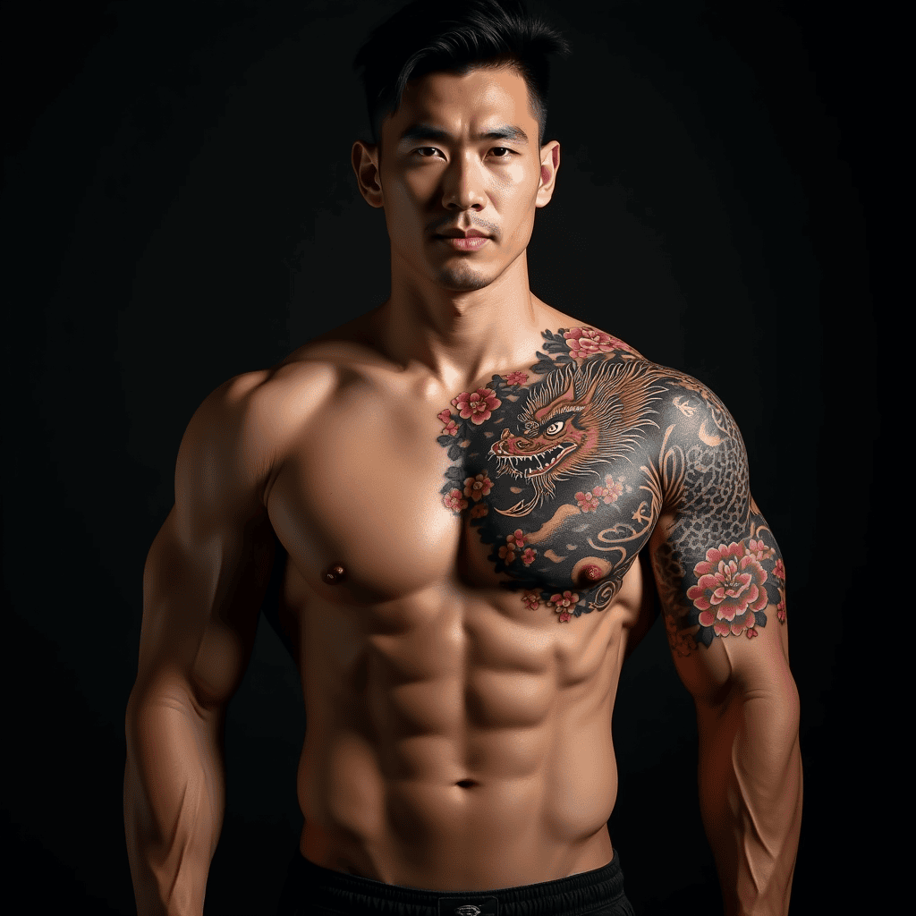 Japanese Chest Panel Tattoo