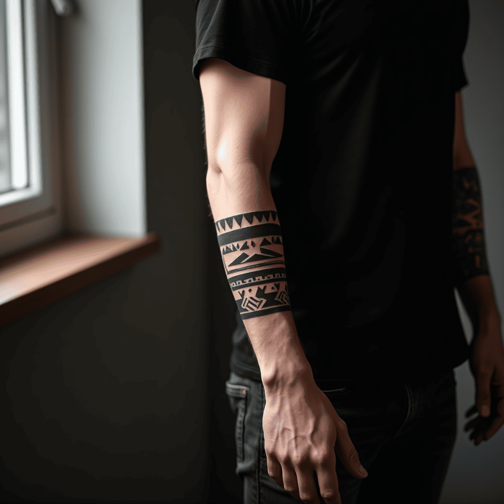 Geometric Forearm Blackwork Tattoo