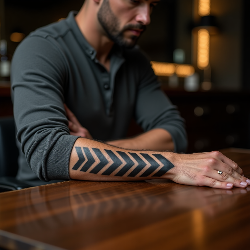 Blackwork Chevron Arm Design