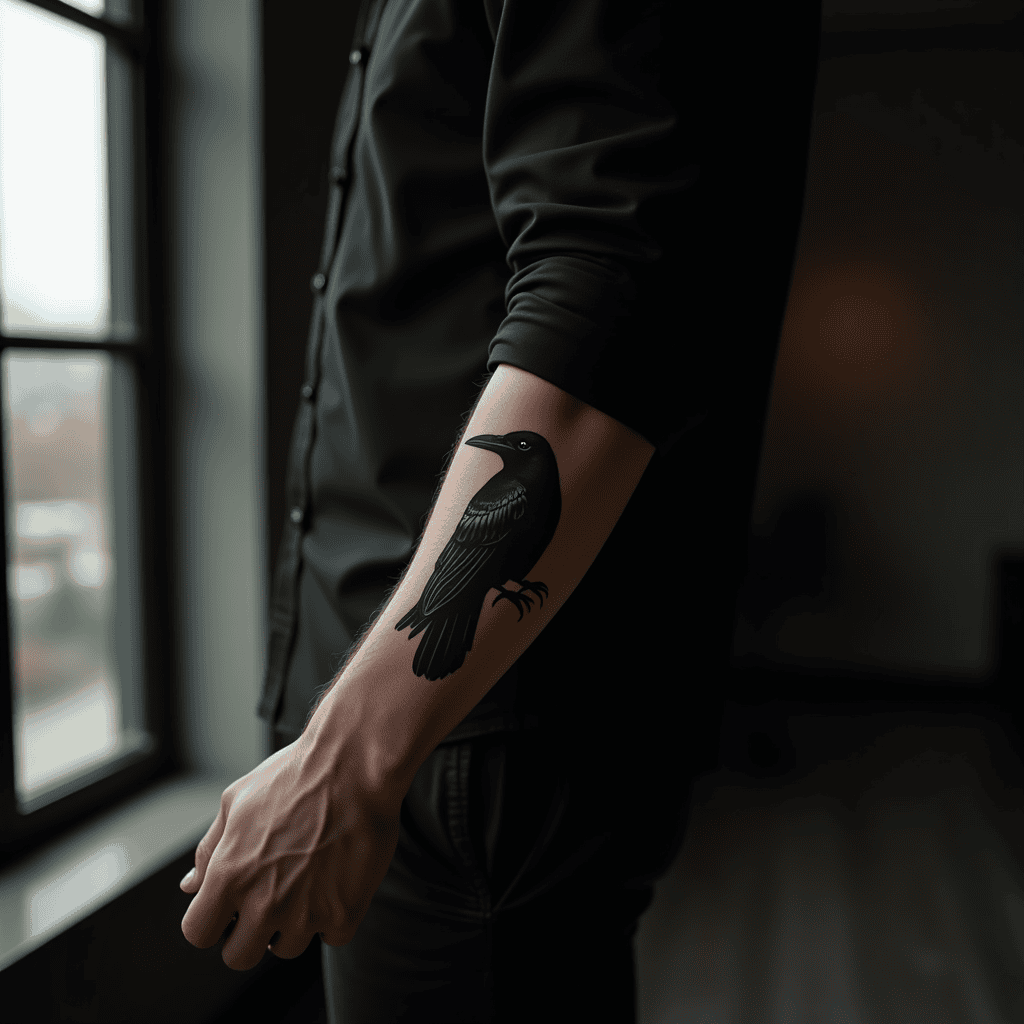 Raven Blackwork Tattoo