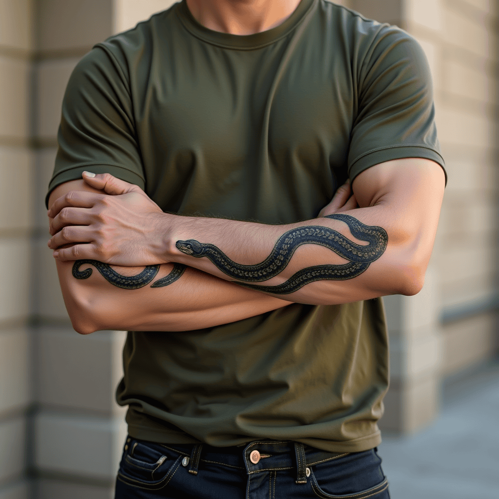 Blackwork Snake Tattoo