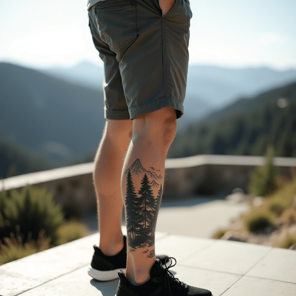 Blackwork Mountain Landscape