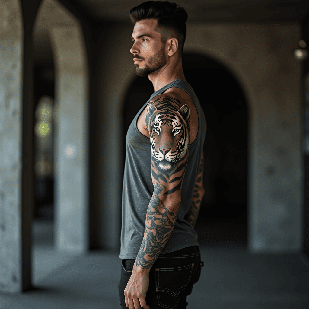 Blackwork Tiger Tattoo
