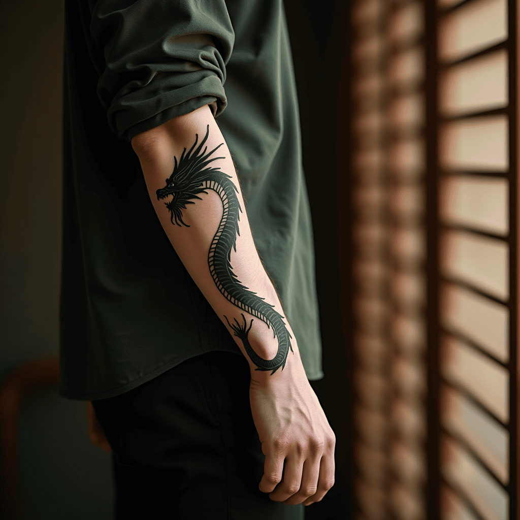 Blackwork Dragon Tattoo