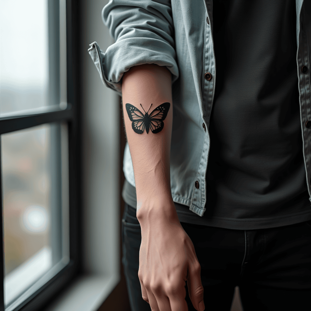 Blackwork Moth Tattoo