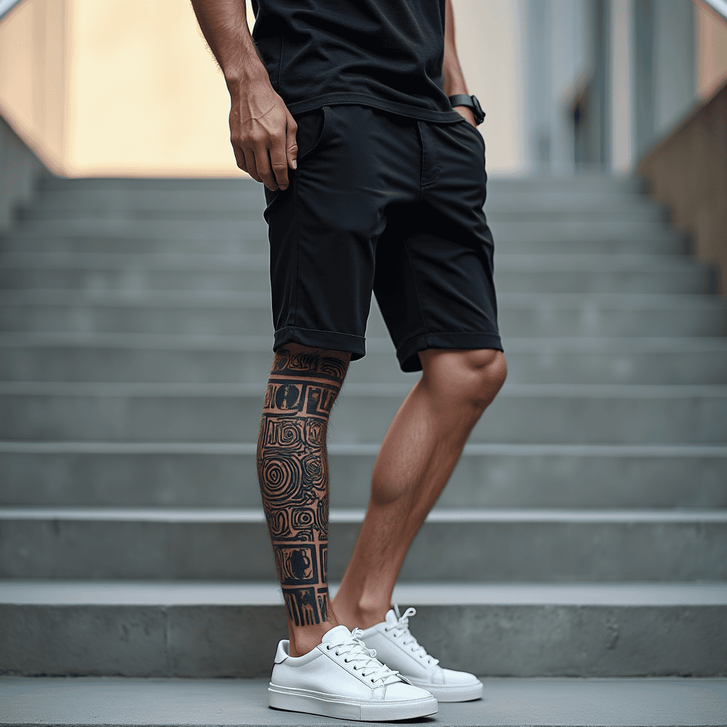 Heavy Blackwork Leg Panel