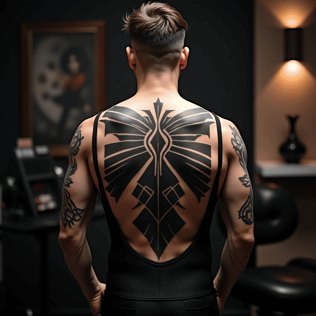 Geometric Full Back Blackwork