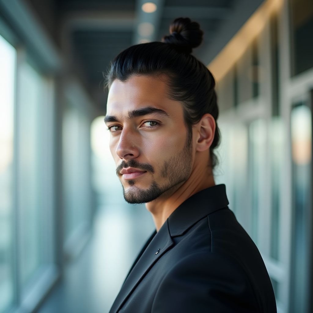 Clean Slicked-Back Man Bun
