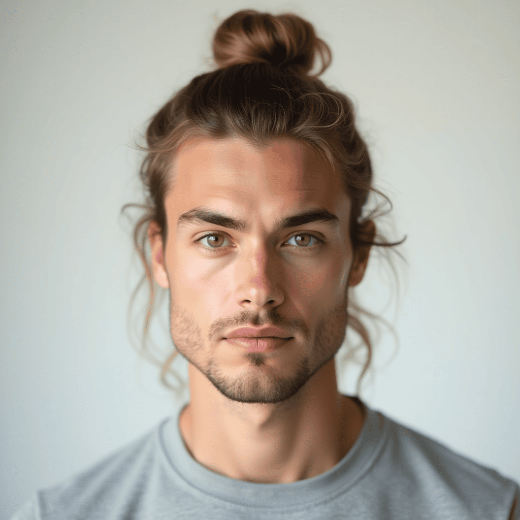 Soft Center-Part Man Bun