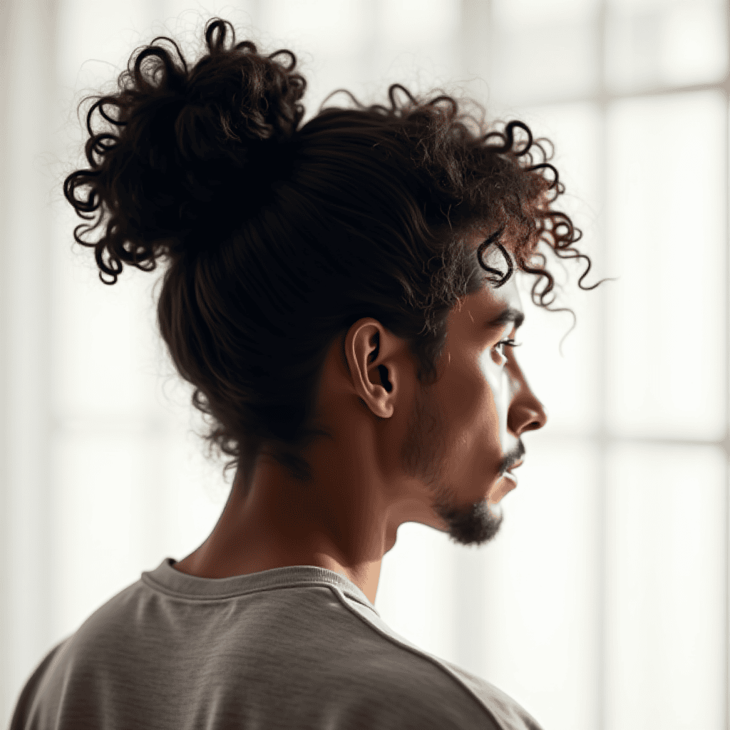 Curly Man Bun