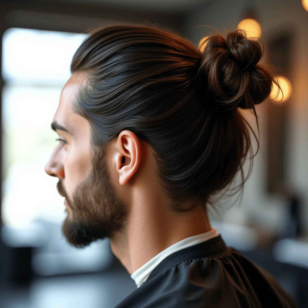 Man Bun With Taper Fade