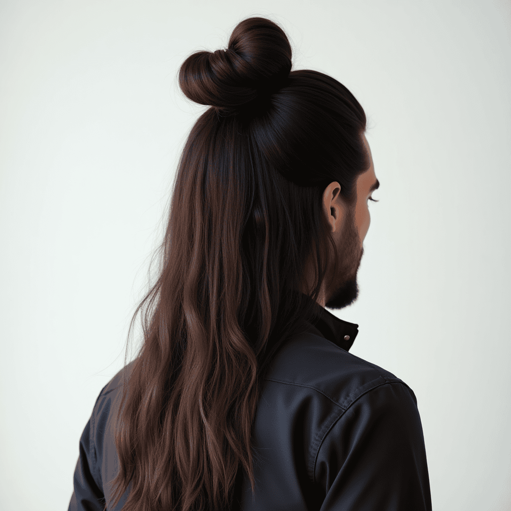 Long Full Man Bun With Natural Length
