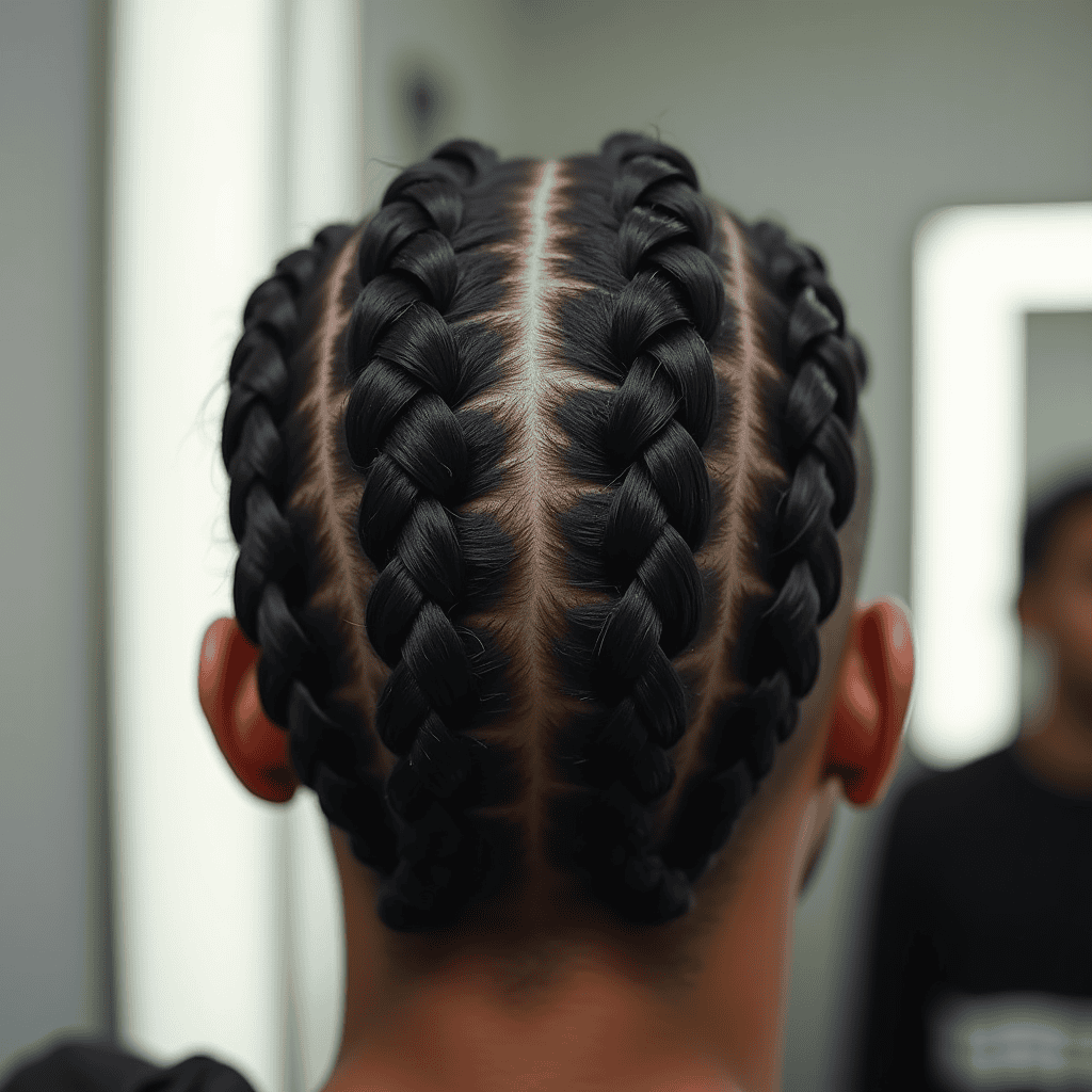 Four Thick Straight Cornrows