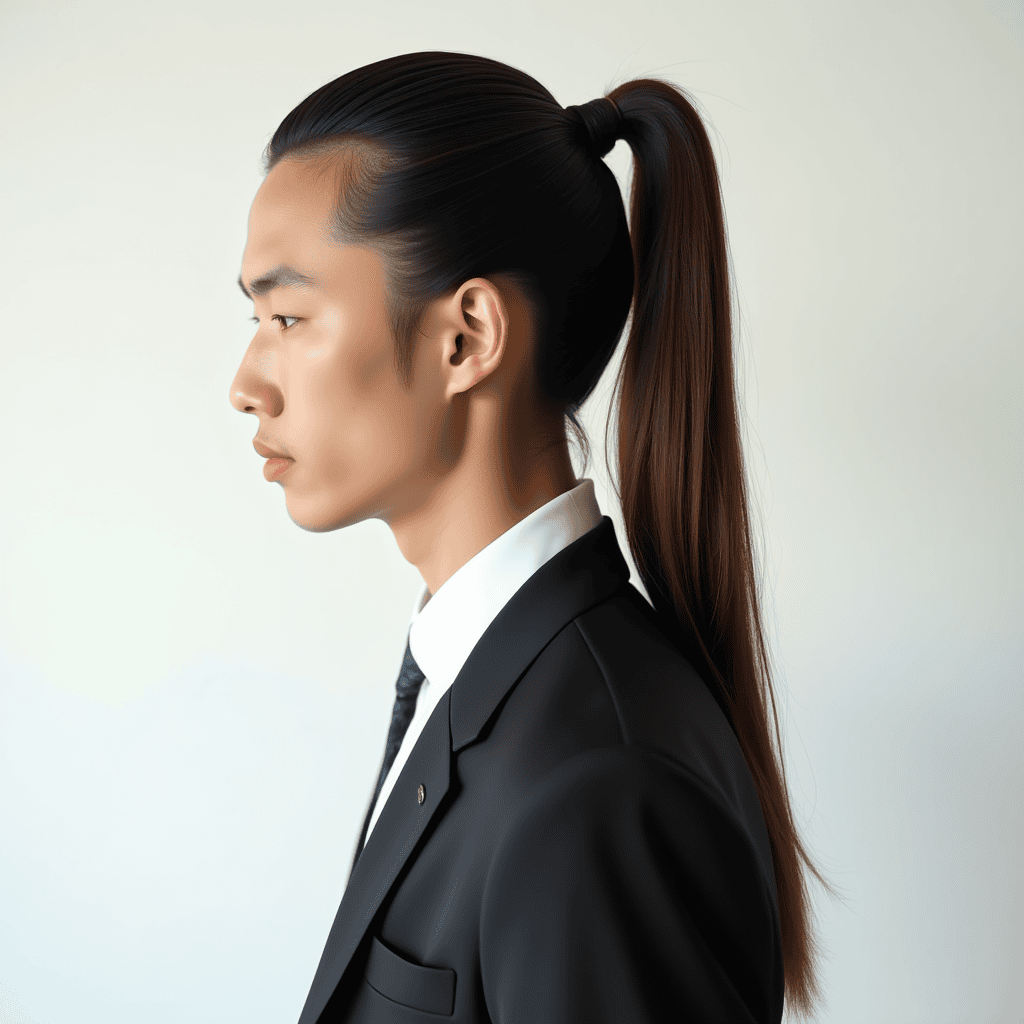 Clean Mid Ponytail With Center Part