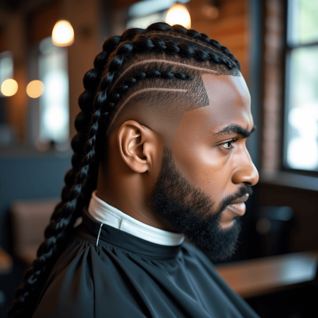 Box Braids With a Low Fade