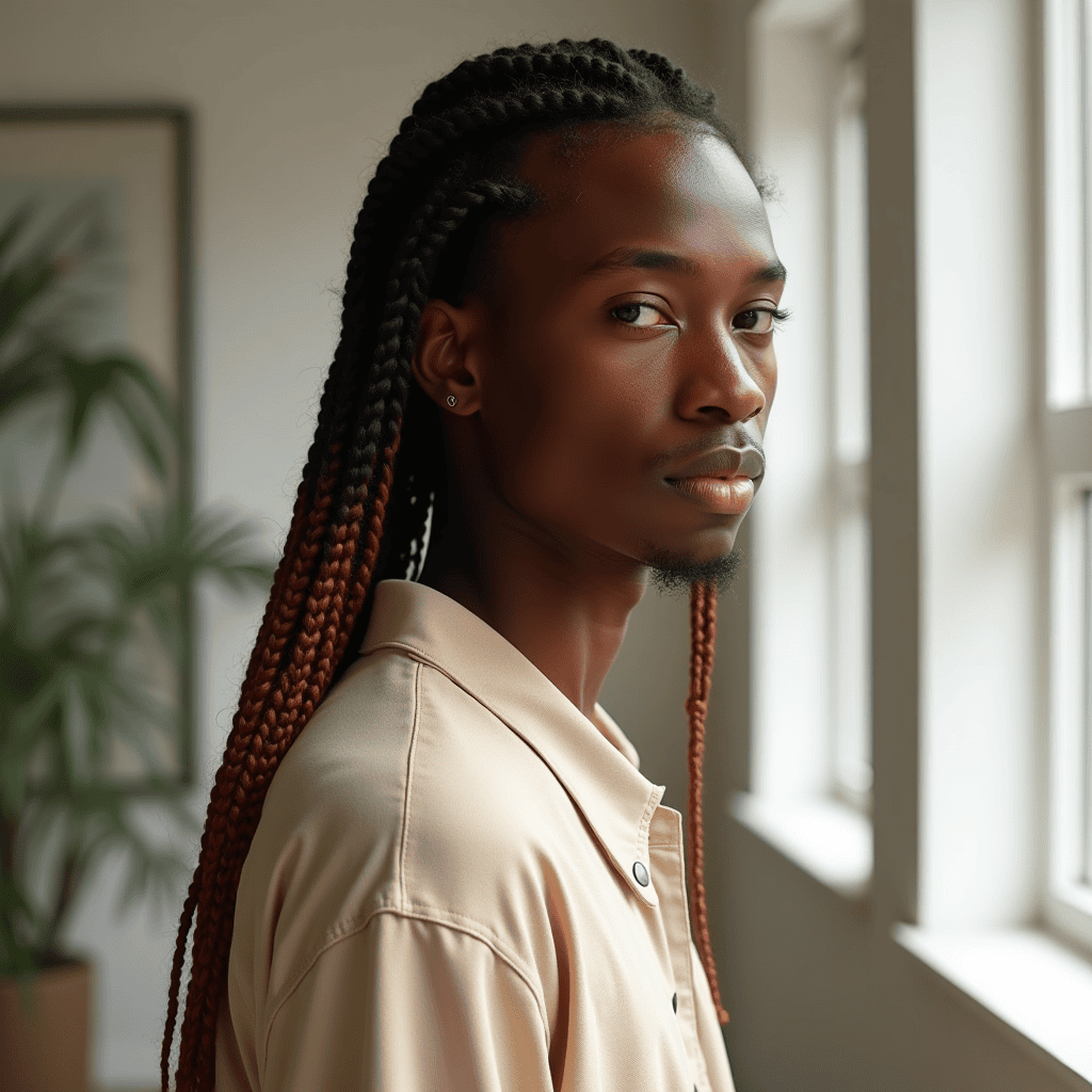 Box Braids With Subtle Color Extensions